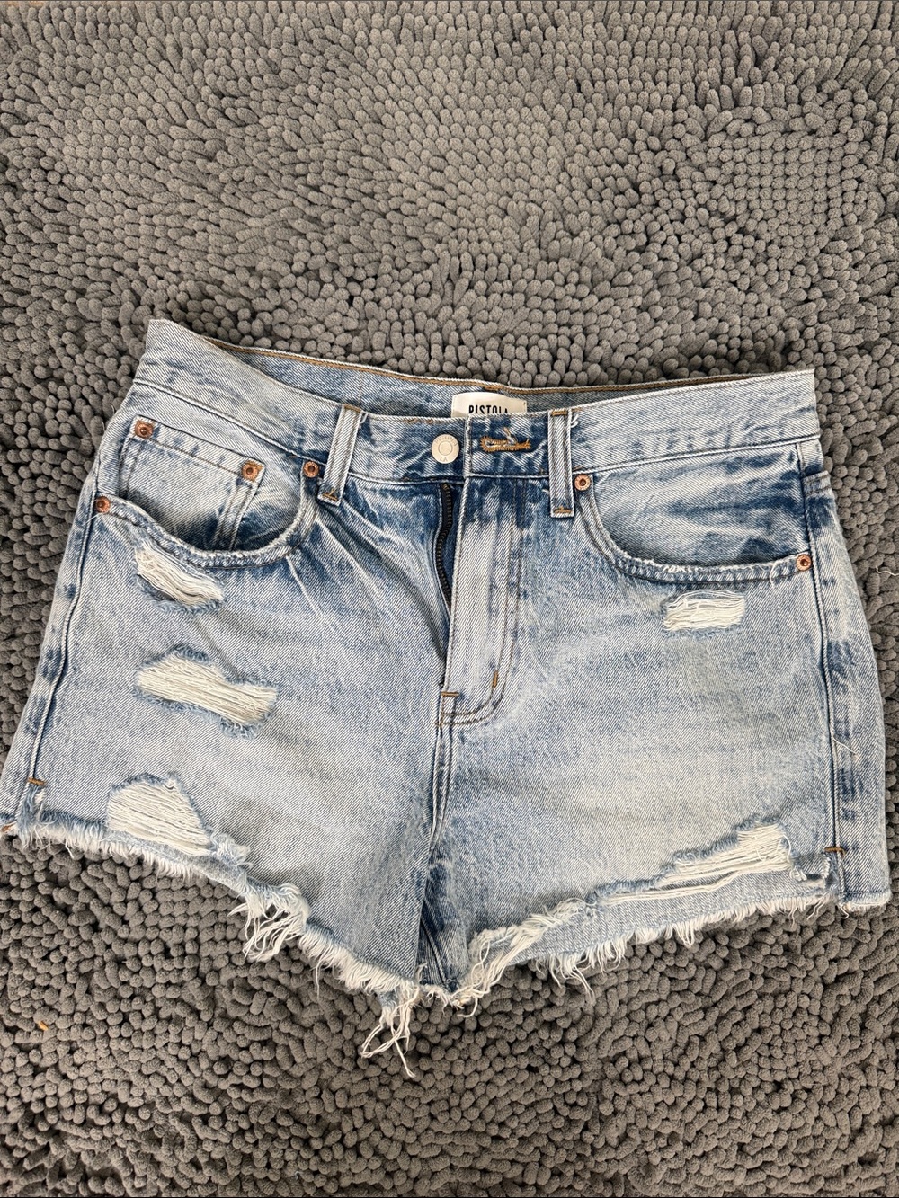 pistola Light Blue Distressed Denim Cutoff Shorts